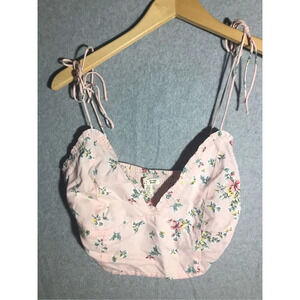 Womens Billabong x The Salty Blonde Crop Top Tie Shoulder Floral Pink Summer